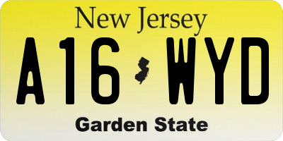 NJ license plate A16WYD