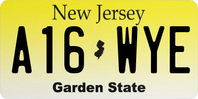 NJ license plate A16WYE