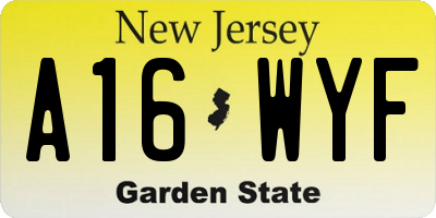 NJ license plate A16WYF