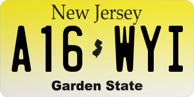 NJ license plate A16WYI