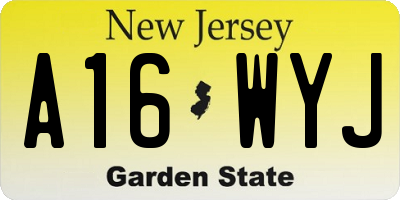 NJ license plate A16WYJ