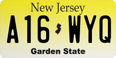 NJ license plate A16WYQ