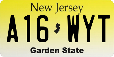 NJ license plate A16WYT