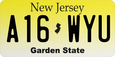 NJ license plate A16WYU