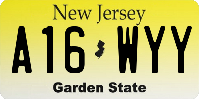 NJ license plate A16WYY