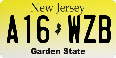 NJ license plate A16WZB