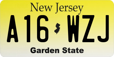 NJ license plate A16WZJ