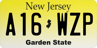 NJ license plate A16WZP