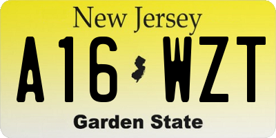 NJ license plate A16WZT