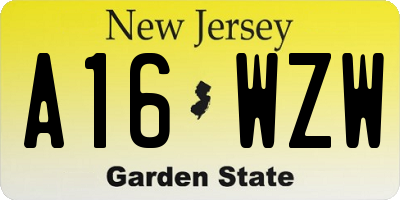 NJ license plate A16WZW