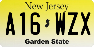 NJ license plate A16WZX