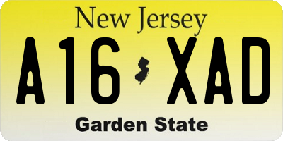 NJ license plate A16XAD