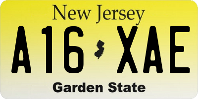NJ license plate A16XAE