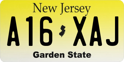 NJ license plate A16XAJ