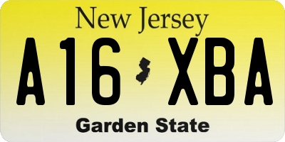 NJ license plate A16XBA