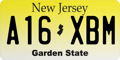 NJ license plate A16XBM