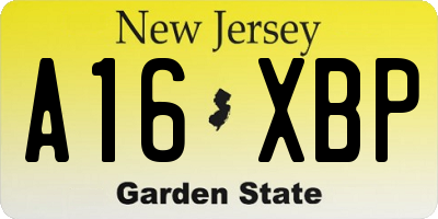 NJ license plate A16XBP