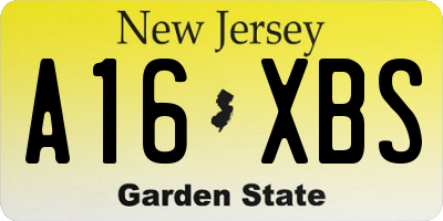 NJ license plate A16XBS