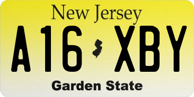 NJ license plate A16XBY