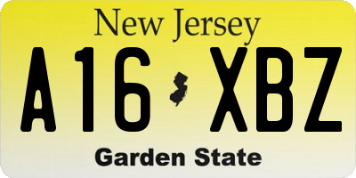 NJ license plate A16XBZ
