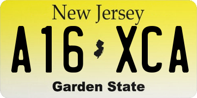 NJ license plate A16XCA