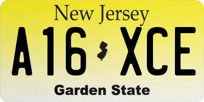 NJ license plate A16XCE