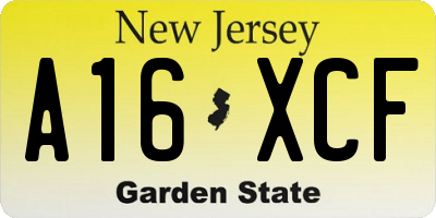 NJ license plate A16XCF