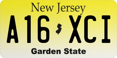 NJ license plate A16XCI