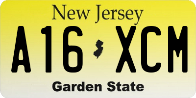 NJ license plate A16XCM