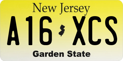 NJ license plate A16XCS