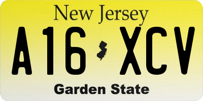 NJ license plate A16XCV