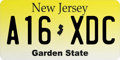NJ license plate A16XDC