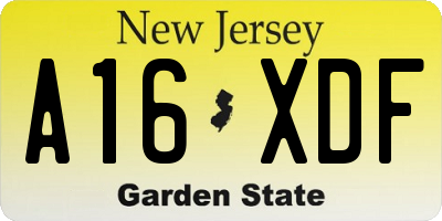 NJ license plate A16XDF