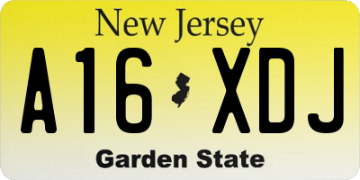 NJ license plate A16XDJ