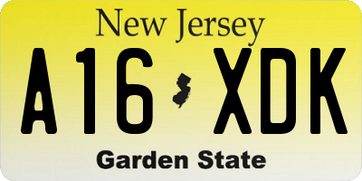 NJ license plate A16XDK