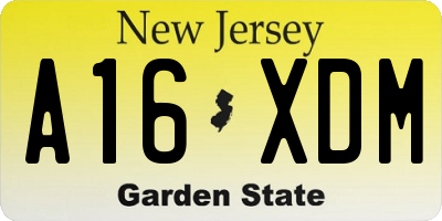 NJ license plate A16XDM