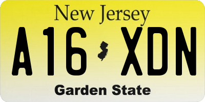 NJ license plate A16XDN