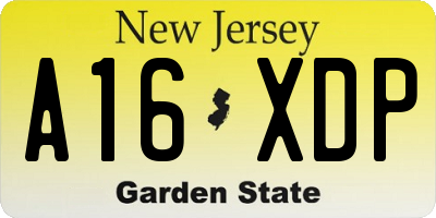 NJ license plate A16XDP