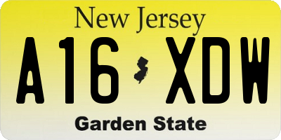 NJ license plate A16XDW