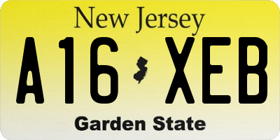 NJ license plate A16XEB