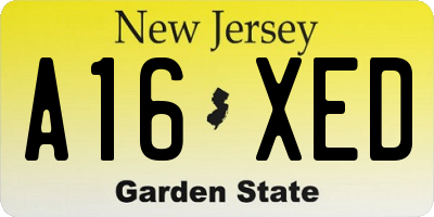NJ license plate A16XED