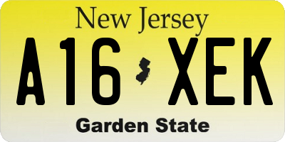 NJ license plate A16XEK