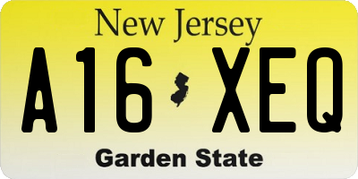 NJ license plate A16XEQ