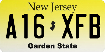 NJ license plate A16XFB