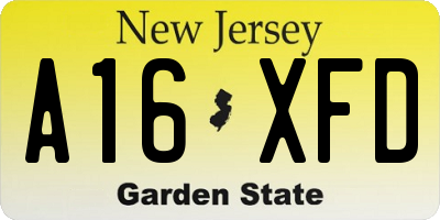 NJ license plate A16XFD