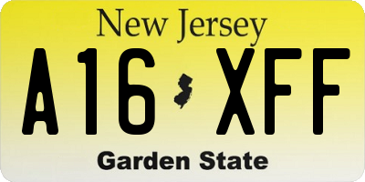 NJ license plate A16XFF