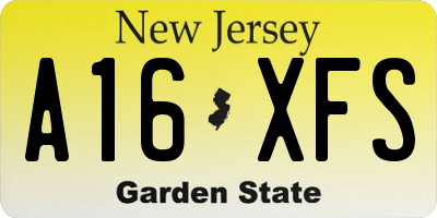 NJ license plate A16XFS