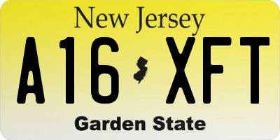 NJ license plate A16XFT
