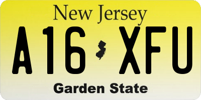 NJ license plate A16XFU