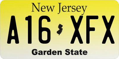 NJ license plate A16XFX